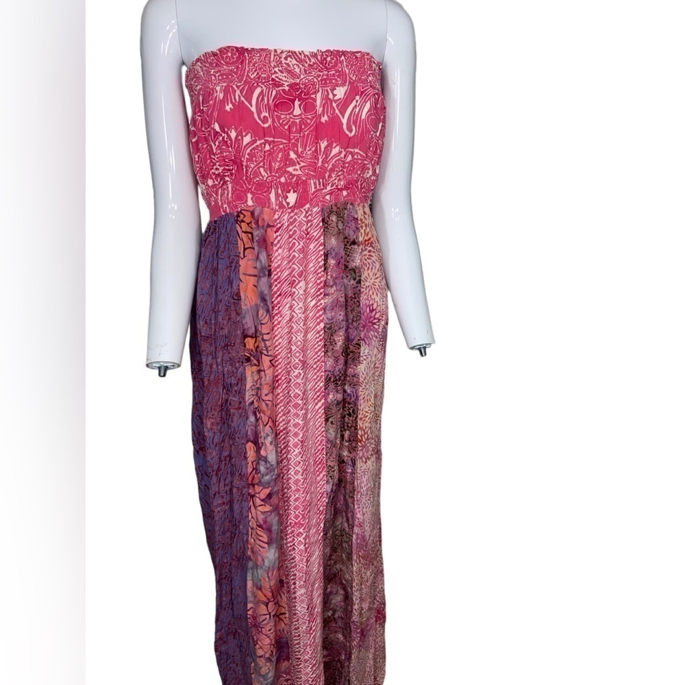 Large Santiki Made In Indonesia Gypsy Boho Hippie Tube Top Strapless Maxi Dress
